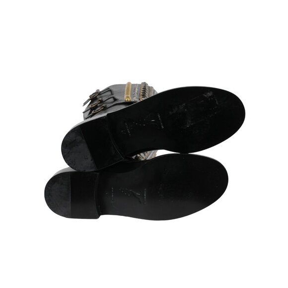 Rene Caovilla Combat Boots US 7 EU 37 Black LeatherCroc Embossed Crystal Studded - Picture 12 of 12